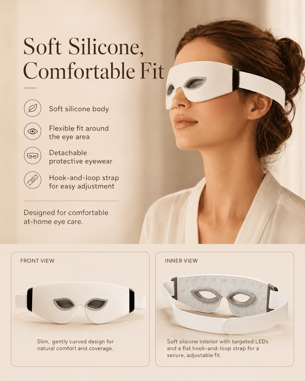 LED Therapy Eye Mask with 3 Light Modes & AI Voice Control - Olyvi Beauty