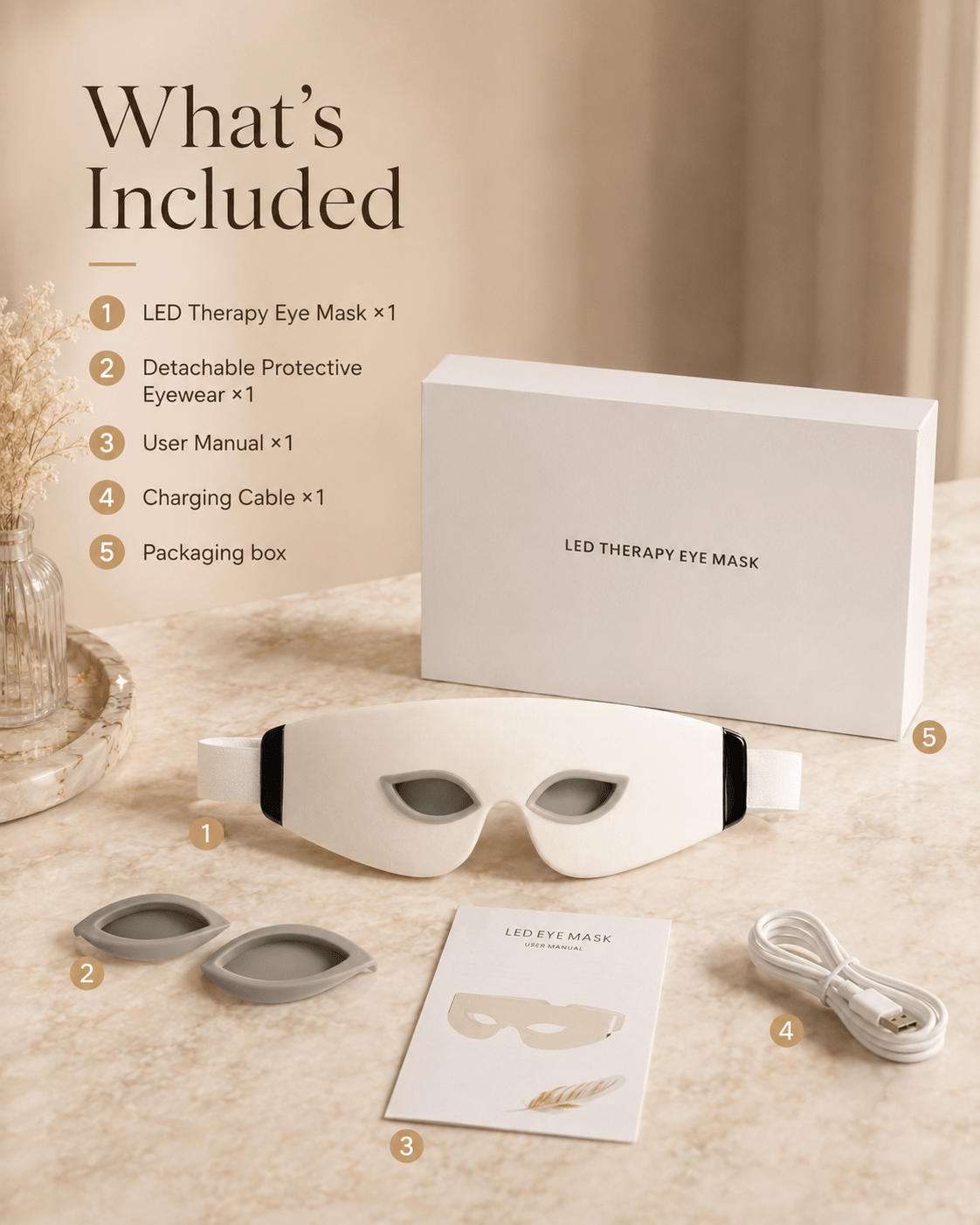 LED Therapy Eye Mask with 3 Light Modes & AI Voice Control - Olyvi Beauty